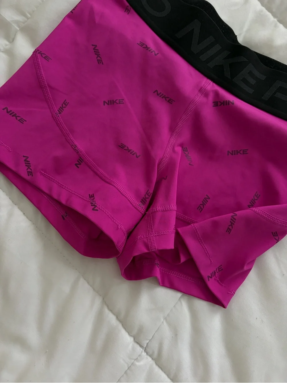 Womens Pink and Black Nike Pro 3” Shorts Size Medium